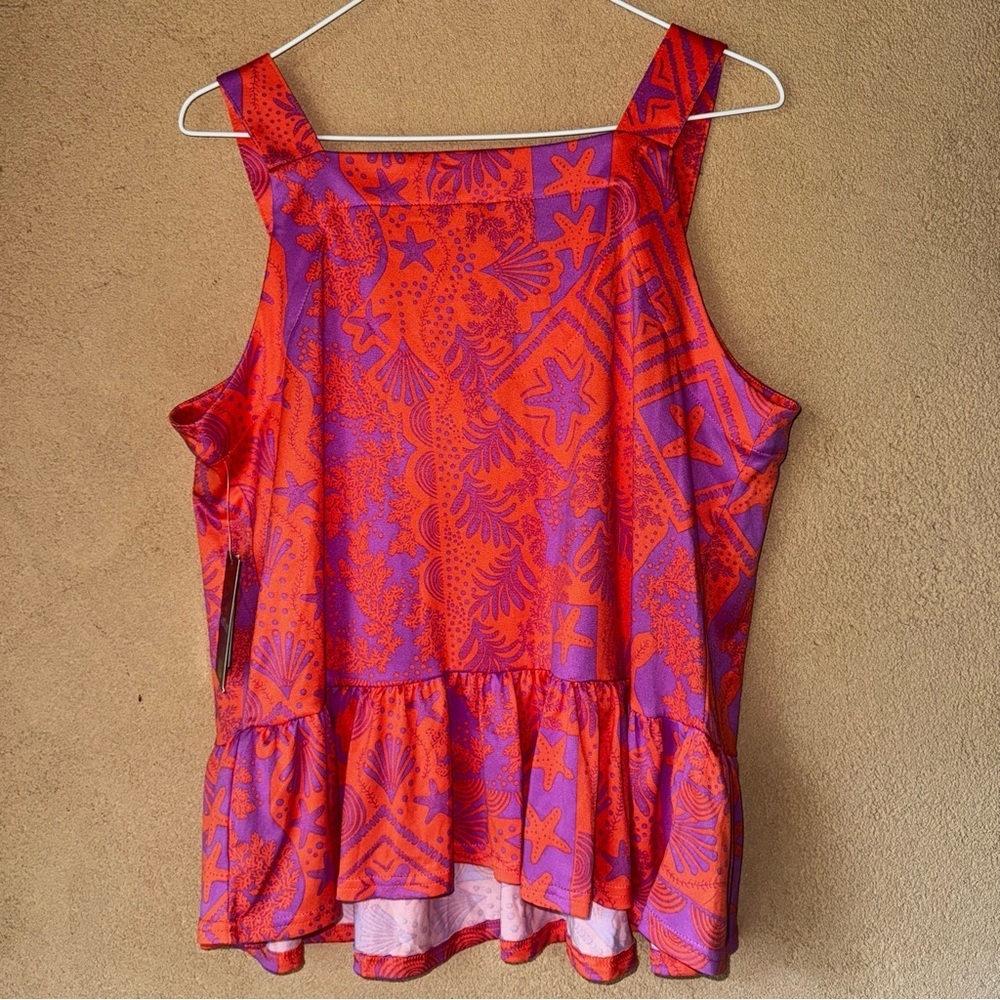 Cuddl Duds Vibrant Red and Purple Blouse - Picture 5 of 5
